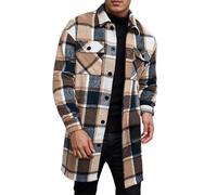 Generisch Chaqueta deportiva informal para hombre con botones largos bolsillos dobles para el día a día y el tiempo libre, caqui, XXL