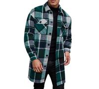 Generisch Chaqueta deportiva informal para hombre con botones largos bolsillos dobles para el día a día y el tiempo libre, Verde militar., M