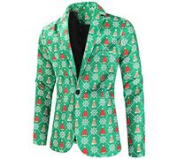 Generisch Chaqueta elegante de manga larga con estampado de nieve para hombre, con pantalones a juego, traje informal de negocios, b, 3XL
