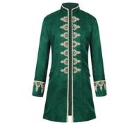 Generisch Chaqueta gótica steampunk vintage para hombre, uniforme victoriano, disfraz de Halloween, cosplay, manga larga, cuello de pie, abrigo fashing esmoquin, ropa clásica retro, verde, XXL