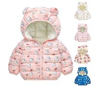 Generisch Chaqueta infantil para niña, invierno, dibujos animados, conejo, perro, orejas de oso, capucha, chaqueta acolchada cálida, suave, a prueba de viento, abrigos para niños pequeños, acogedora y