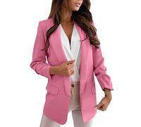 Generisch Chaqueta larga para mujer, color negro, larga, deportiva, elegante, tallas grandes, chaqueta de traje frontal abierto, chaqueta de negocios, chaqueta de manga larga, chaqueta de mujer