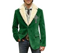 Generisch Chaqueta para hombre con cuello estampado para ocasiones festivas, abrigo informal de corte entallado, verde, S