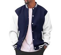 Generisch Chaqueta para hombre Varsity Slim Fit, de algodón, estilo Letterman, béisbol, bomber, chaqueta urbana, marine, S