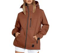 Generisch - Chaqueta para mujer, 2027, resistente al viento, cálida, ligera, impermeable, con capucha, para uso diario al aire libre, marrón, 6X-large