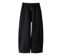 Generisch Chaqueta Primavera Pantalones de Verano Color Sólido Delgado Cómodo Corte Recto Deportivo Unisex Transpirable Elástico Cintura Bolsillos Festivo Diario Niño, Negro , 10-11Years