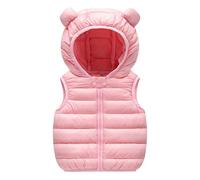 Generisch Chaqueta sin mangas cálida para bebé de invierno para niños pequeños, chaleco con orejas de oso, abrigos con capucha, ropa exterior acolchada, vestidos de Halloween para niños, Rosa., 6-12