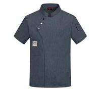 Generisch Chaqueta unisex para hombre, chaqueta de chef para mujer, cocina, restaurante, cocina, trabajo, jefe, uniformes, camisas, tops, gris, L