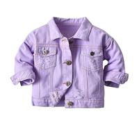 Generisch Chaqueta vaquera para bebé, niño, niña, chaqueta vaquera, chaqueta vaquera, abrigo, ropa exterior, ropa informal, disfraz infantil, morado, 3-6 Meses