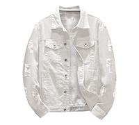 Generisch Chaqueta vaquera para hombre High Street Hip Hop Denim Chaqueta de solapa con botones de manga larga Denim Chaqueta de entretiempo clásica Y2K Streetwear con varios bolsillos chaqueta retro