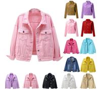 Generisch Chaqueta vaquera para mujer, chaqueta de entretiempo, chaqueta de verano ligera, chaqueta de primavera, corta, elegante, vintage, oversize, monocolor, con bolsillos, chaqueta vaquera fina