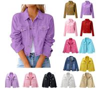 Generisch Chaqueta vaquera para mujer, chaqueta de entretiempo, chaqueta de verano ligera, chaqueta de primavera, corta, elegante, vintage, oversize, monocolor, con bolsillos, chaqueta vaquera fina