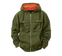 Generisch Chaquetas casuales para hombre, con forro polar con cremallera, corte ajustado, abrigo de invierno ligero y cálido con bolsillos para uso diario Chaquetas transición hombre, Verde militar