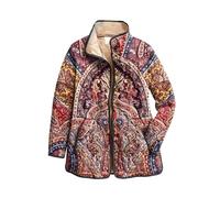 Generisch Chaquetas de mujer de invierno de tallas grandes chaqueta acolchada estampada para mujer talla grande invierno manga larga chaqueta abotonada ligera acolchada chaqueta de plumón corta mujer