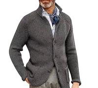 Generisch Chaquetas de Punto Hombre Cuello Alto Espesar | Blazer Sakko Hombre Punto Grueso Cómodo Traje Casual Transpirable Abrigo Deportivo De Grandes Tallas Para Fiesta Y Fiesta Ropa Formal Chaqueta