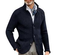 Generisch Chaquetas de Punto Hombre Cuello Alto Espesar | Blazer Sakko Hombre Punto Grueso Cómodo Traje Casual Transpirable Abrigo Deportivo De Grandes Tallas Para Fiesta Y Fiesta Ropa Formal Chaqueta
