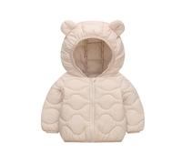 Generisch - Chaquetas para bebé, niños y niñas, de manga larga, con orejeras, para invierno, abrigadas, ropa de abrigo, chaqueta, abrigo, prendas de vestir, conjunto de dos piezas, beige, 18-24 meses