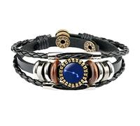 Generisch Charm para mujer hombre pulseras joyas pulseras 12 accesorios constelación pulseras de cuero pulsera turmalina negra, talla única, PU, No es una piedra preciosa