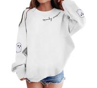 Generisch Chicas Sudaderas y Sudaderas Moda Niños Elegantes Tops Casual Estampado Letras Celebraciones de Halloween Ropa cálida para Niñas Ropa de Diaria Cómoda, Blanco, 6-7 años