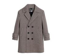 Generisch Chicos Primavera Invierno Abrigo a cuadros Elegante Collar Doble Botonadura Chaqueta Engrosada Algodón Ropa para Bebé Niño, caqui, 4-5 años