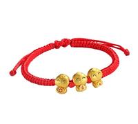 Generisch Chinese New Year Red String Bracelets Chinese Zodiac Feng Shui Animal Charm Bracelet New Year Jewelry For Women Men Slim Leather Leather, talla única, Plástico, Sin gemas