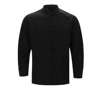 Generisch Chino traje tang hombre chaqueta uniforme tradicional hanfu kung fu tai chi abrigo sólido manga larga tangzhuang sin cuello artes marciales uniforme ropa exterior artes marciales artes