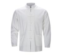 Generisch Chino traje tang hombre chaqueta uniforme tradicional hanfu kung fu tai chi abrigo sólido manga larga tangzhuang sin cuello artes marciales uniforme ropa exterior artes marciales artes