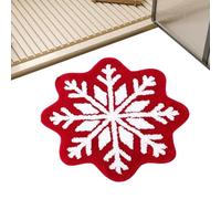 Generisch Christmas Bathroom Rugs - Red Snowflake Bathroom Carpet, Non-Slip Soft Machine Washable Round ChristmAas Rug, Soft Christmas Decorations for Kids and Adults, Red BathroomS Carpets