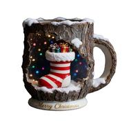 Generisch Christmas Coffee Cups, Bark Crack Texture Drinkware Set, Festive Santa Design Tea Mug for Hot Coffee Cocoa, Traveling, Home Use, or Holiday Table Centerpieces and Housewarming