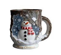 Generisch Christmas Coffee Cups, Bark Crack Texture Drinkware Set, Festive Santa Design Tea Mug for Hot Coffee Cocoa, Traveling, Home Use, or Holiday Table Centerpieces and Housewarming