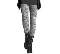 Generisch Christmas Family Outfit Women's Printed Sequin Sport Leggings with Soft and Slim Butt High Leggins, Gris -B., 5XL