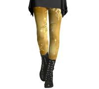 Generisch Christmas Family Outfit Women's Printed Sequin Sport Leggings with Soft and Slim Butt High Leggins, Gold-b, 5XL