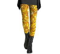 Generisch Christmas Family Outfit Women's Printed Sequin Sport Leggings with Soft and Slim Butt High Leggins, Gold-a., 3XL