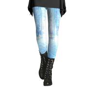 Generisch Christmas Family Outfit Women's Printed Sequin Sport Leggings with Soft and Slim Butt High Leggins, Azul claro., 5XL