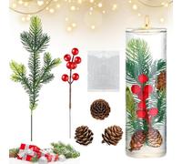 Generisch Christmas - Relleno de jarrones con diseño de bayas rojas | Tallos de bayas de Navidad, piñas artificiales para decoración del hogar, accesorios de fiesta de boda, corona de árbol