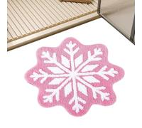 Generisch Christmas Snowflake Rug - Round Red Non-Slip Soft Carpet, Machine Washable Throw | Holiday Decor for Bathroom Bedroom Living Room Comfortable Seasonal Floor Mat Festive Design