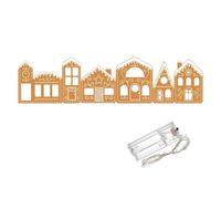 Generisch Christmas Village Figurines | Casas de pueblo navideñas iluminadas con LED | Decoraciones navideñas para interiores | Casa de pan de jengibre para decoración del hogar, vacaciones, granja