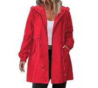 Generisch Chubasquero fino para mujer, impermeable, plegable, chubasquero con capucha, ligero, transpirable, chaqueta larga, cortavientos, poncho de lluvia para viajes, chaqueta de entretiempo para