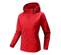 Generisch Chubasquero impermeable para mujer, color sólido, cortavientos, primavera y parejas con suave tormenta chaqueta cortavientos chaqueta caliente, rojo, 3XL
