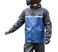 Generisch Chubasquero para hombre, bloque de color, chaqueta para bicicleta, moto, impermeable, cortavientos, chaqueta para exteriores y pantalones de lluvia transpirables, dos piezas con cierre de