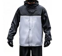 Generisch Chubasquero para hombre, bloque de color, chaqueta para bicicleta, moto, impermeable, cortavientos, chaqueta para exteriores y pantalones de lluvia transpirables, dos piezas con cierre de