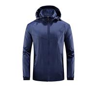 Generisch Chubasquero para hombre, impermeable, transpirable, chaqueta para exteriores con capucha extraíble, raglán, chaqueta softshell, ultraligera, práctica chaqueta de senderismo, chaqueta