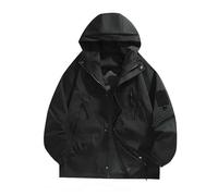 Generisch Chubasquero para hombre, monocolor, con capucha, con cordón, ajuste relajado, chaqueta de entretiempo, protección solar, chaqueta impermeable para exteriores, con bolsillos, cortavientos
