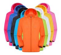 Generisch Chubasquero para hombre, resistente al agua, protección solar, chaqueta de verano plegable, ultraligera, chaqueta cortavientos para bicicleta, con capucha, monocolor, chaqueta de exterior