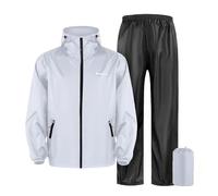 Generisch Chubasquero para hombre, traje de ciclismo deportivo al aire libre, conjunto de manga larga con cremallera, chaqueta y pantalón para todas las estaciones, equipo de equitación cómodo, Blanco