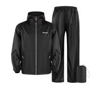 Generisch Chubasquero para hombre, traje de ciclismo deportivo al aire libre, conjunto de manga larga con cremallera, chaqueta y pantalón para todas las estaciones, equipo de equitación cómodo, Negro