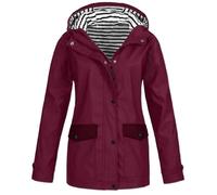 Generisch Chubasquero para mujer con cremallera casual sudaderas ligeras cortavientos chaquetas de manga larga abrigo chaquetas de viaje suéter de negocios para mujer, Vino, 3XL