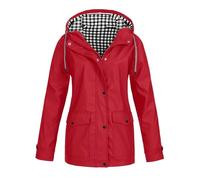 Generisch Chubasquero para mujer e invierno para mujer, cortavientos, a cuadros, con capucha, tres en uno, juego de dos piezas, traje de montañismo al aire libre, chaqueta y cortavientos, abrigo corto