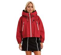 Generisch Chubasquero para mujer, impermeable, ligero, plegable, cortavientos, delgada, plegable, para viajes, bicicleta, cortavientos, chaqueta de lluvia, rojo, M