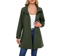 Generisch Chubasquero para mujer, ligero, chaqueta softshell para mujer, resistente al agua, cortavientos, chaqueta larga, chaqueta de entretiempo, chaqueta de entretiempo, chaqueta cortavientos